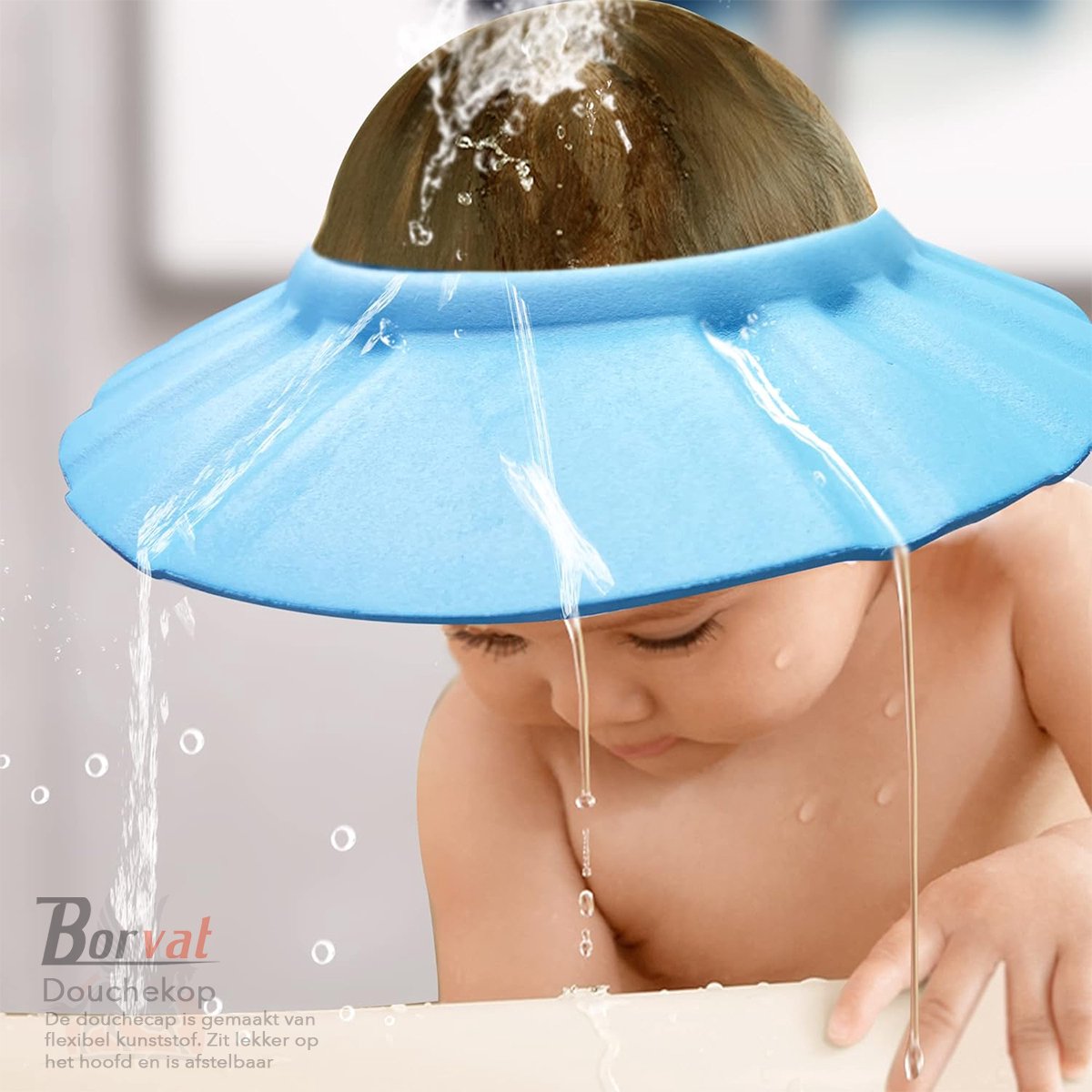 Borvat® - Douchekop voor baby - Douche Shower Cap - Baby - Kinderen - Douche kap - Baby / Kind Haarwas Hulp Kap - Blauw - Borvat®