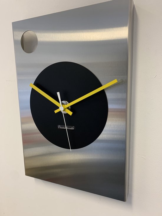 Horloge murale CHANTALBRANDO CYCLOP == ARGENT & BLACK == DESIGN MODERNE = NOIR & ARGENT