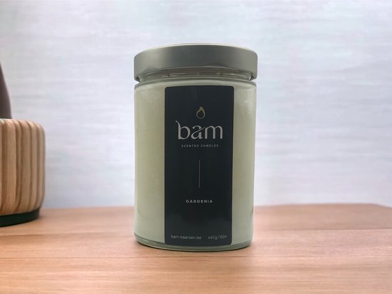 BAM kaarsen - gardenia - 100 branduren - geurkaars - kaars op basis van zonnebloemwas - moederdag - cadeau - vegan
