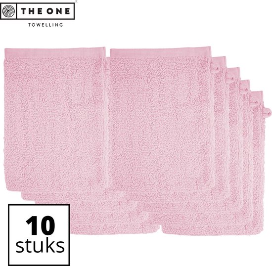 The One Towelling Washandjes - Washanden - Voordeelverpakking - 100% Katoen - 16 x 21 cm - Lichtroze - 10 Stuks