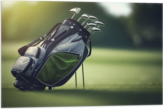 Vlag - Golf - Tas - Clubs - Gras - Sport - 75x50 cm Foto op Polyester Vlag