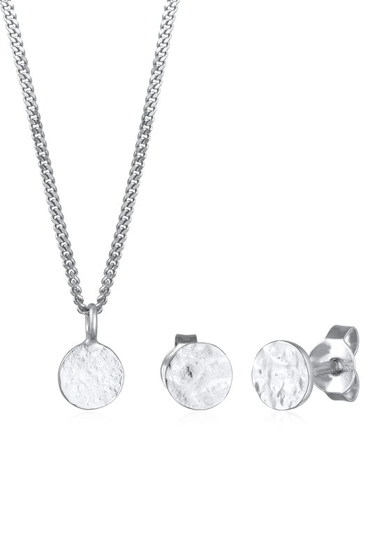 Elli Dames Sieraden Set Dames hanger plaatje set oorsteker in 925 sterling zilver