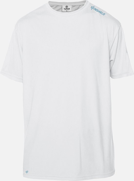 SKINSHIELD - FACTOR 50+ UV-zonbeschermend sport shirt heren - korte mouwen - White - Wit - XS