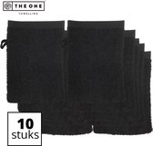 The One Towelling Washandjes - Washanden - Voordeelverpakking - 100% Katoen - 16 x 21 cm - Zwart - 10 Stuks