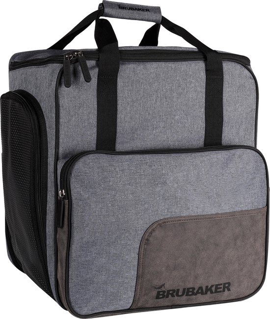 BRUBAKER Super Performance Skischoen tas - Snowboardschoen tas - Rugzak - Helmtas - Wintersport tas met apart schoenenvak - 43 L - Grijs gemêleerd Zwart