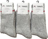 Sukats® The Norwegians - 3 Paar - Noorse Sokken - Maat 39-42 - Grijs - Dames en Heren - Warme sokken - Winter sokken - Wollen sokken - Noorse Kousen
