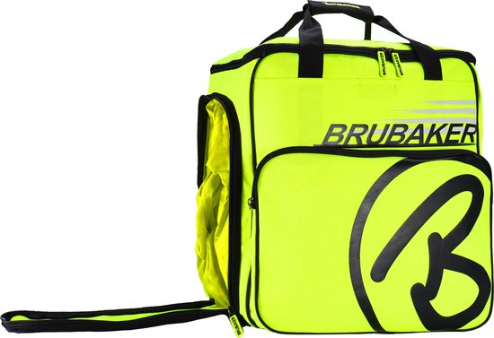 Brubaker Super Champion Skischoentas, helmtas, rugzak met schoenenvak - Zwart/Neon Geel Brubaker Super Champion Skischoentas, helmtas, rugzak met schoenenvak - Zwart/Neon Geel
