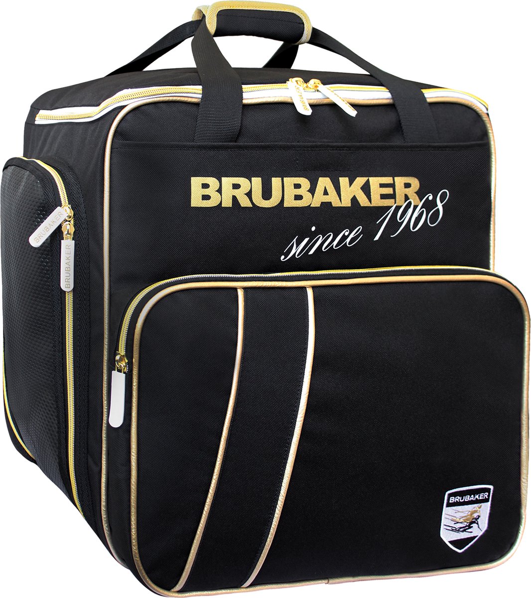 BRUBAKER Super Grenoble Skischoen tas - Snowboardschoen tas - Rugzak - Helmtas - Wintersport tas met apart schoenenvak - 43 L - Zwart Goud
