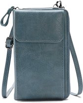 Schoudertassen - telefoontasje leerlook lichtblauw - met portemonnee - verstelbare schouderband