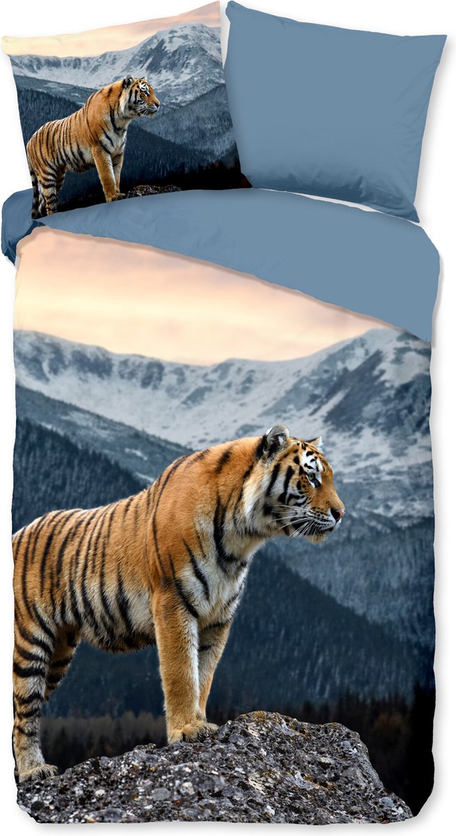 Pure dekbedovertrek tijger in de bergen - Lits jumeaux 240x200/220 cm - Multi - Microvezel