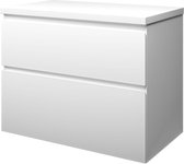 Proline Top wastafelonderkast met 2 laden asymmetrisch en afdekplaat 80 x 46 x 60 cm, mat wit