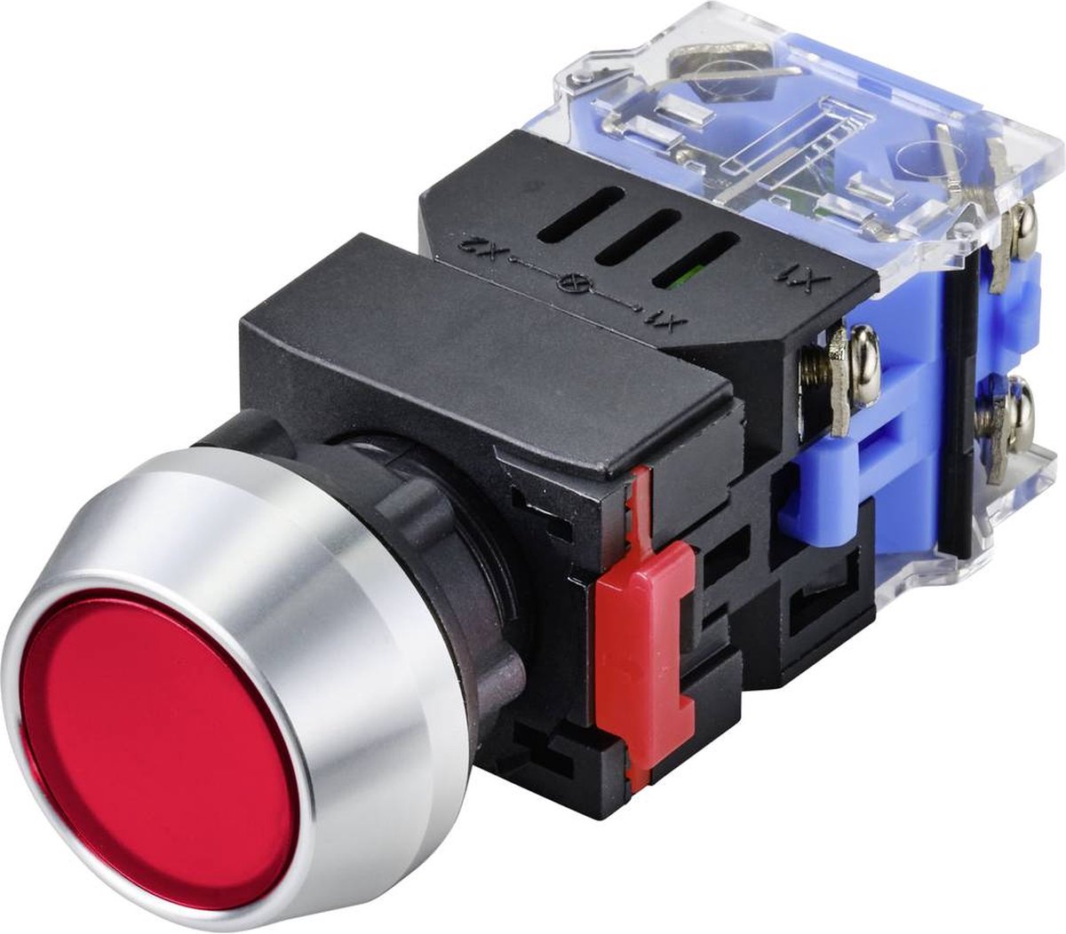 TRU COMPONENTS TC-9428108 LAS0-L-11/R/12V Druktoets 250 V 5 A 1x uit/(aan) Moment Rood IP40 1 stuk(s)