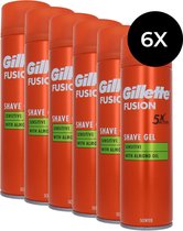 Gillette Men Fusion Sensitive Shaving Gel - 6 x 200 ml