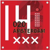 Ajax Tuinposter - Johan Cruijff 14 - Voetbal - Tuinposter - Poster - Tuindecoratie - 100x100cm - Voorzien Van Ophangogen
