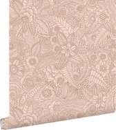 ESTAhome behangpapier bloemtekeningen terracotta roze - 139548 - 53 cm x 10,05 m