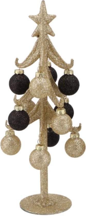 Sparkly black/champagne x-mas tree 8x25cm