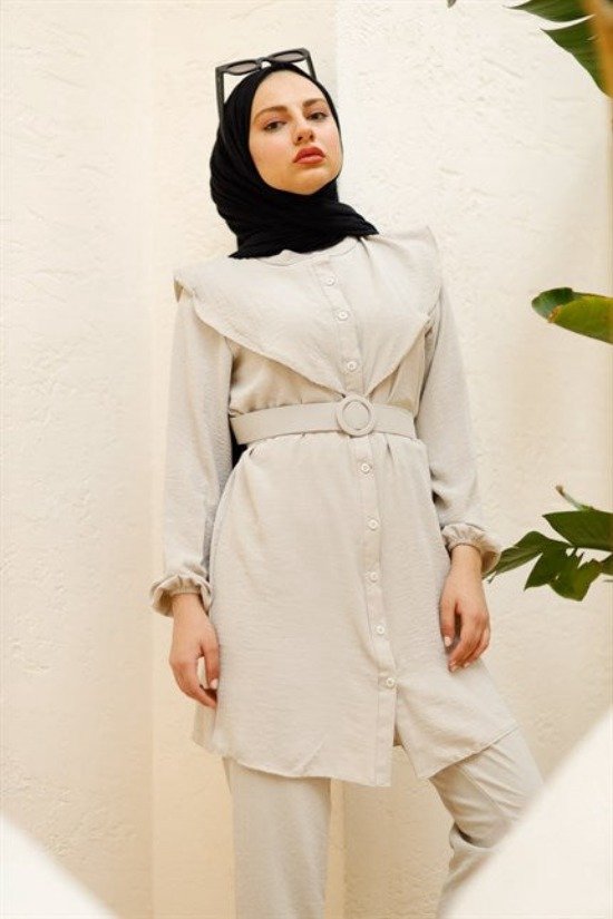 Ensemble 2 pièces loungewear femme Aerobin pantalon et tunique | Carrelage blanc