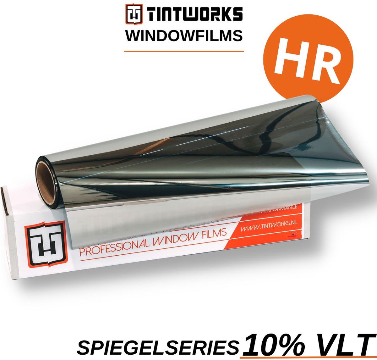 Tintworks Raamfolie spiegeleffect - spiegelfolie - anti inkijk 10% VLT - HR(+++) Glas - 300cm x 122cm - Zonwerend & isolerend - Professionele A-kwaliteit