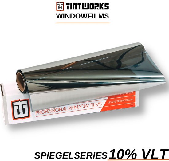 Tintworks Raamfolie spiegeleffect - spiegelfolie - anti inkijk 10% VLT - Normaal glas - 300cm x 91cm - Zonwerend & isolerend - Professionele A-kwaliteit