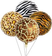 22Inch 4D Helium Folie Ballonnen Zebra Tiger Snake Giraffe 4x Stuks Leeuw Dier Ballons Baby Douche Jungle Verjaardagsfeestje Decoraties Kids