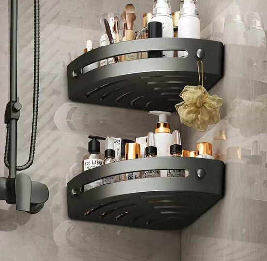 Douche Plank Praxis RVS Douche Plank Wandmontage - Zelfklevend, Geen Boren, 40 Cm, Grijs, Waterdicht (opbergrek Badkamer) 40 Cm Douchecaddy