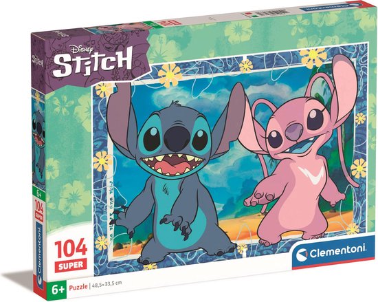 Foto: Clementoni puzzel 104 stukjes stitch en angel disney puzzel vanaf 6 jaar