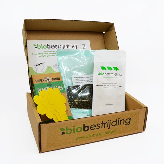 Natuurlijke insectenbestrijding: 6 soorten roofmijten & andere bestrijders 7 Biobestrijding Combideal: 5 miljoen aaltjes - 1.000 roofmijten - 10 vrolijke gele bloem vangplaatjes