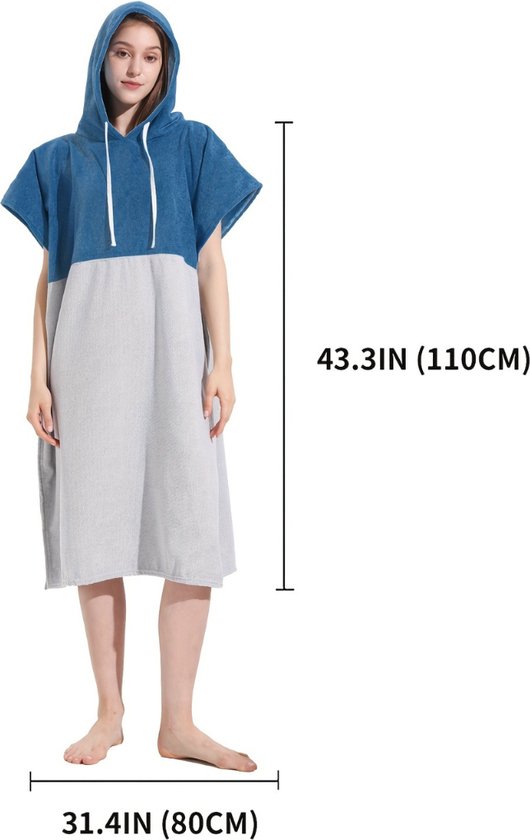 Livano Serviette à langer douce - Poncho de surf pour Adultes - Femme et homme - Zwart et turquoise