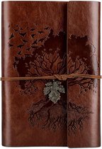 PU lederen dagboek notebook, lege pagina's hervulbare vintage schetsboek reizen notebook dagboek cadeau voor meisjes jongens vrouwen mannen 9,2 × 6,5 inch-bruin