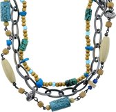 Collier Behave turquoise avec perles en bois et pierre naturelle