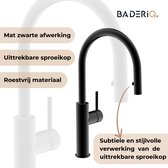 BaderiQ® - Robinet de cuisine - Toulouse - Bec extractible New Design 2024 - Zwart - Bec orientable 360 ​​- Froid et Chaud - Installation Plug and Play