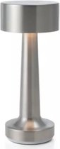 Lampe de table Goliving sur piles - Rechargeable et dimmable - Lampe tactile moderne argent - Veilleuse sans fil