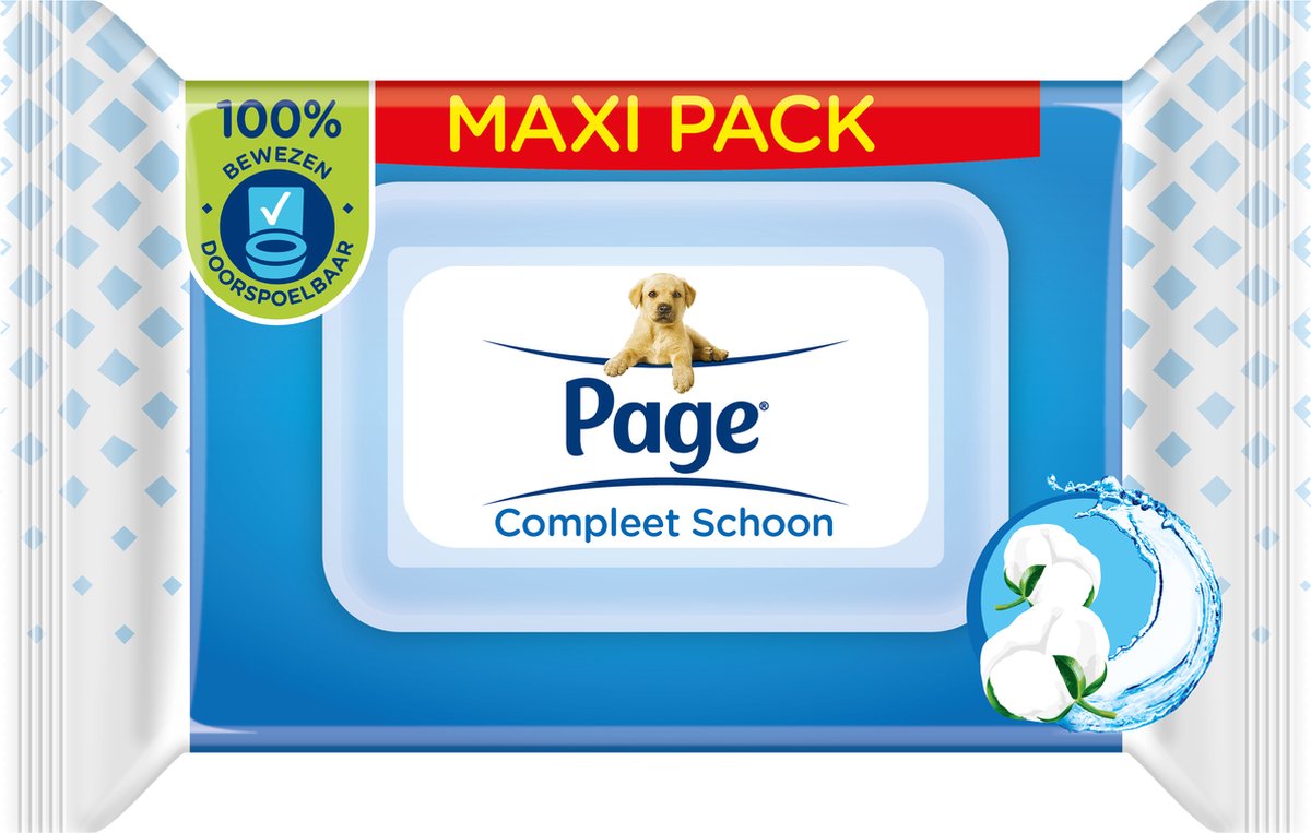 Page Complete Clean - Maxipack - Papier Toilette Humide - 100% jetable - 74  x 6 pièces