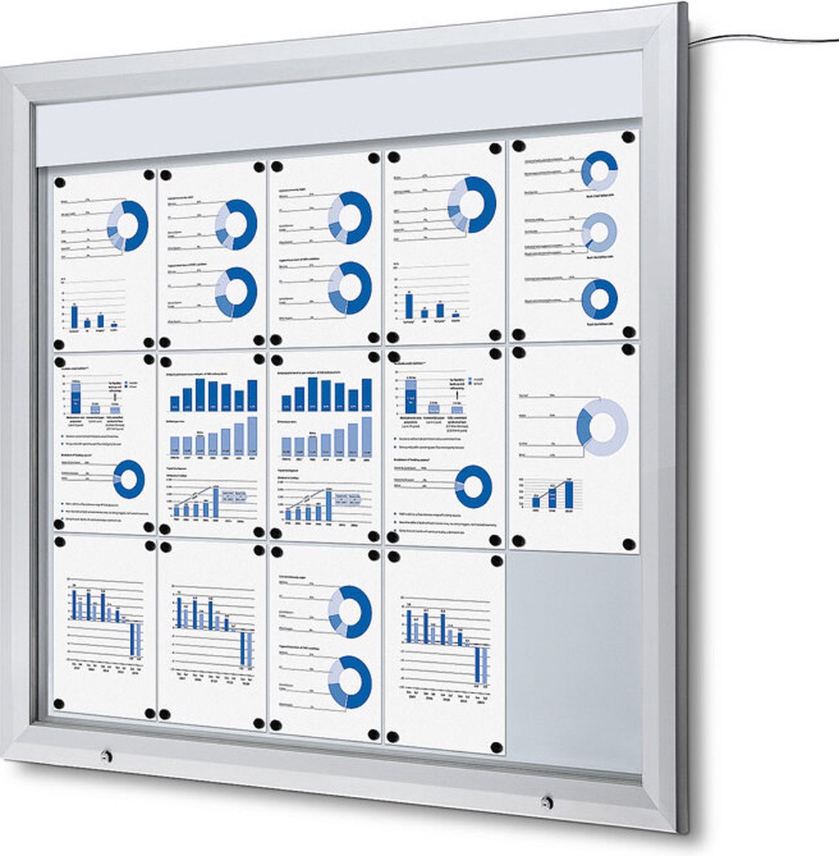 Vergrendelbaar Notitiebord Outdoor Verlicht Logo met Gasveer 15x A4 - Syna SCT15XA4PHLED - Horeca & Professioneel