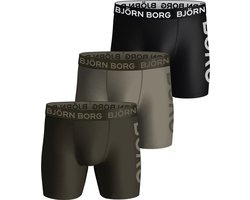 Bjorn Borg - Björn Borg Performance Boxershorts 3-Pack Zwart Groen - Heren - Maat M - Body-fit