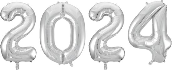 Folieballon 2024 zilver 41cm | Oud & Nieuw Versiering | Nieuwjaar ballonnen