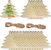 DIY doe-het-zelf Kerst houten kerstboom hangers 20 stuks - Ornamenten met touw voor decoratie, DIY kersthangers versieren, creatief bezig zijn, kerstboom, kerstmis, kerstcadeau