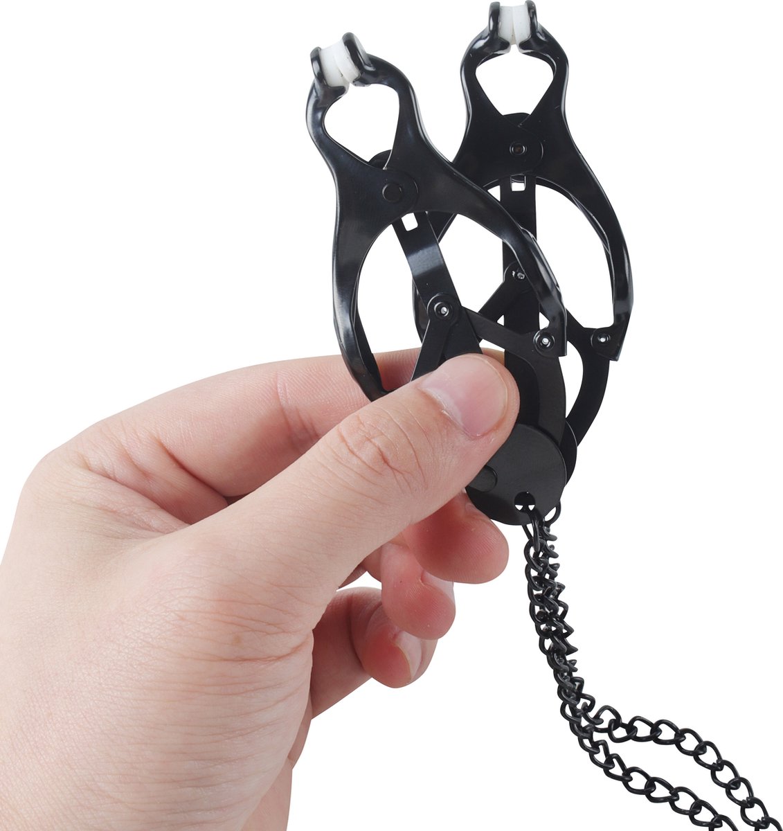 Goedkoopste Banoch | Pinces de M. Noir | Clover Clamps - tepelklemmen zwart met ketting