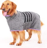 Lexium Hondenbadjas - Maat XXL - Grijs & Roze - Badjas Voor Honden - Honden Badjas