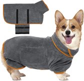 Lexium Hondenbadjas - Maat S - Grijs & Oranje - Badjas Voor Honden - Honden Badjas