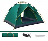 Campingtent - Pop-up tent - Kampeertent - Automatische tent - Opvouwbaar - Binnen 1 minuut opzetten - 200x145x125 cm - Donkergroen - Inclusief isolatiemat, winddicht touw en grondnagels