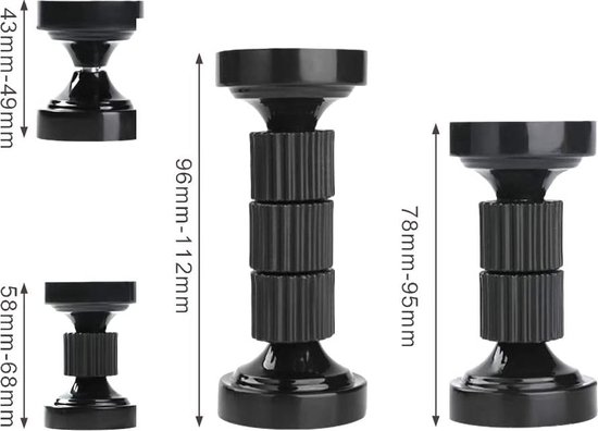 Cadre de lit réglable 4 pièces, outil anti-secousse, 43-112 mm, butée de tête de lit réglable avec coussins muraux/meubles pour lit, armoire, chaise, canapé et koelkast, noir