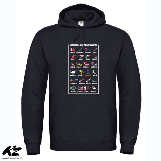 Klere-Zooi - Formule 1 Race Kalender (Kleur) - Hoodie - 4XL