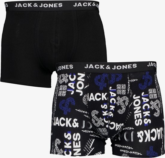 Jack & Jones heren boxershorts 2-pack tekstopdruk - Zwart - Maat XXL
