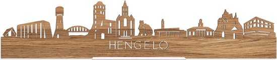Standing Skyline Hengelo Eikenhout - 40 cm - Woon decoratie om neer te zetten en om op te hangen - Meer steden beschikbaar - Cadeau voor hem - Cadeau voor haar - Jubileum - Verjaardag - Housewarming - Aandenken aan stad - WoodWideCities