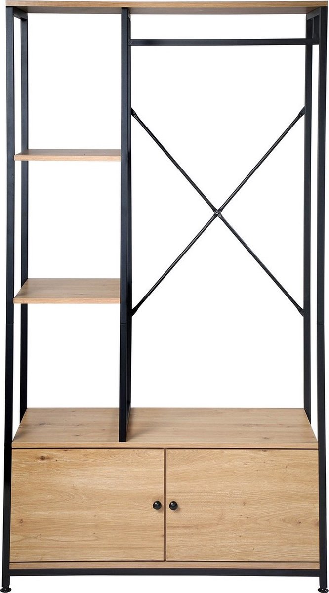 CALICOSY - 2-deurs kledingkast met legplanken en opbergruimte - H167 cm