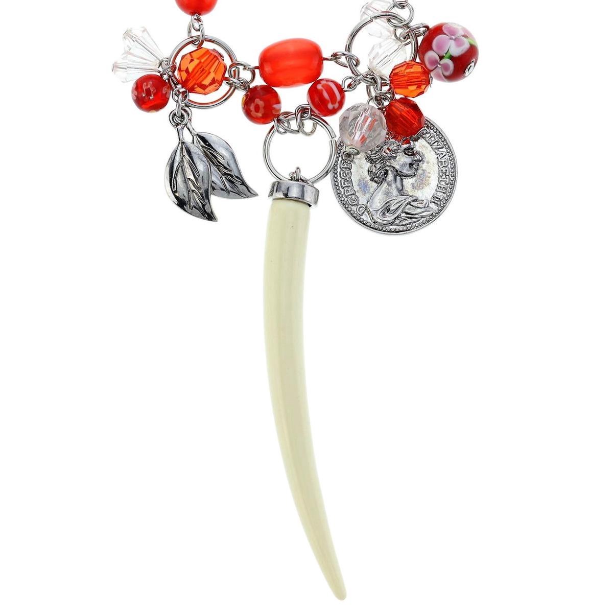 Behave - ketting met tandhanger en munten - bohemian festivalstijl