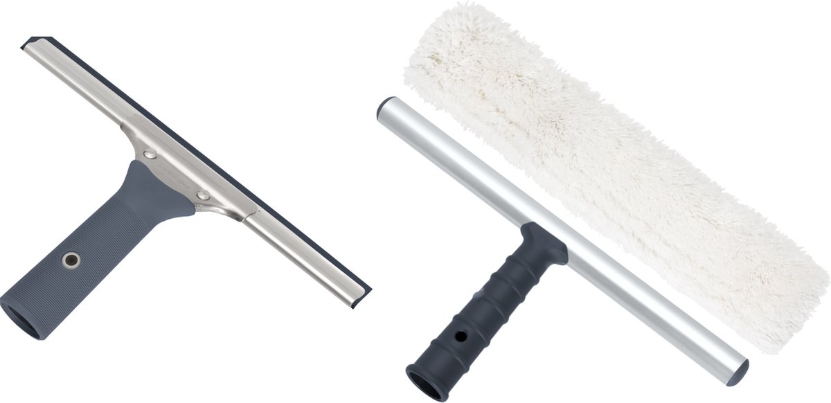 Goedkoopste Lewi professional Raamtrekker 25 cm, met rubber grip en inwasser met hoes 25 cm Blauw