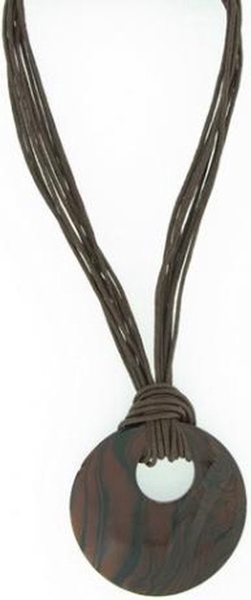 Behave Collier court pour femme en cordon de 40 cm de longueur avec pendentif coquillage rond de 6,5 cm