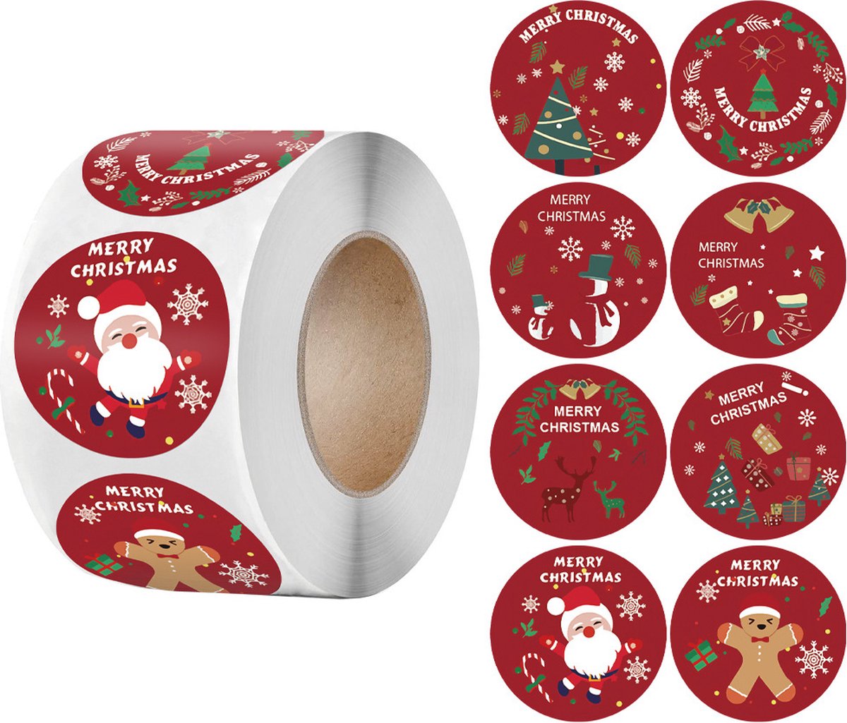 Kerstzegel Label 1,5 inch Stickers, 500 Veelvoudig Kleurenpatroon Ontwerp Kerst Tags voor Enveloppen, Geschenken, Verjaardagsfeestje Gunsten, Ambachten Bakdecoraties